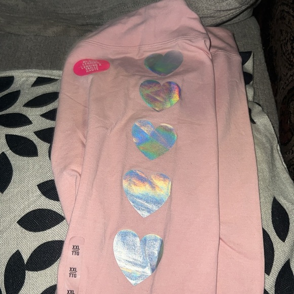 Place childrens place NWT pink leggings monochrome hearts left leg XXL/16 - Picture 4 of 6